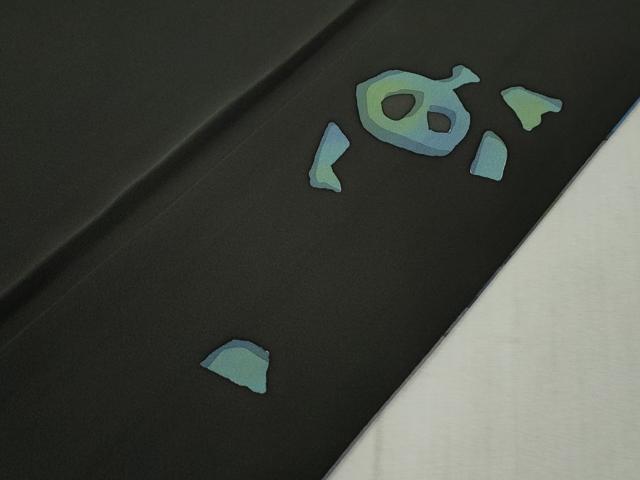 平和屋着物●訪問着　作家物　抽象文　暈し染め　黒地　正絹　逸品　未使用　CABC6878yc