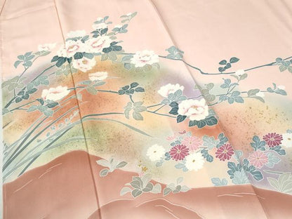 平和屋着物●訪問着　友禅　枝花文　暈し染め　金彩　正絹　逸品　未使用　CABC6879yc