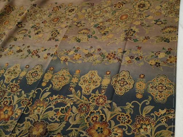 平和屋着物●訪問着　更紗花唐草文　暈し染め　御召縮緬　正絹　逸品　未使用　CABC6880yc