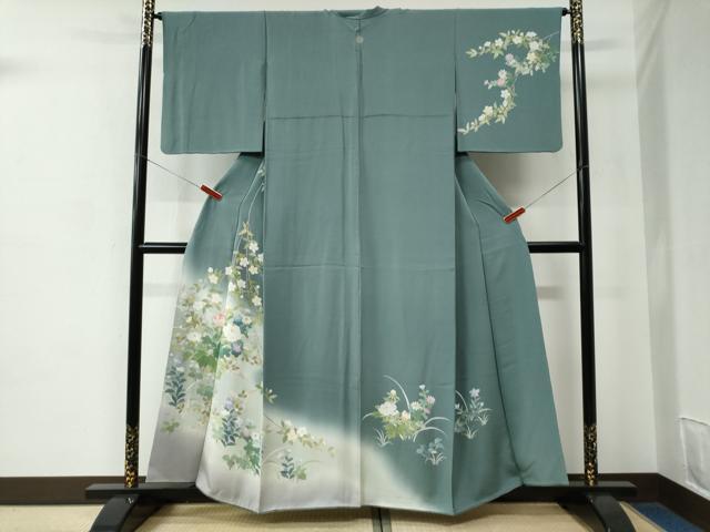平和屋着物●訪問着　草花文　暈し染め　金彩　正絹　逸品　CABC6881yc