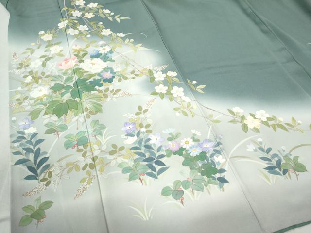 平和屋着物●訪問着　草花文　暈し染め　金彩　正絹　逸品　CABC6881yc
