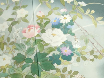 平和屋着物●訪問着　草花文　暈し染め　金彩　正絹　逸品　CABC6881yc