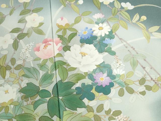 平和屋着物●訪問着　草花文　暈し染め　金彩　正絹　逸品　CABC6881yc