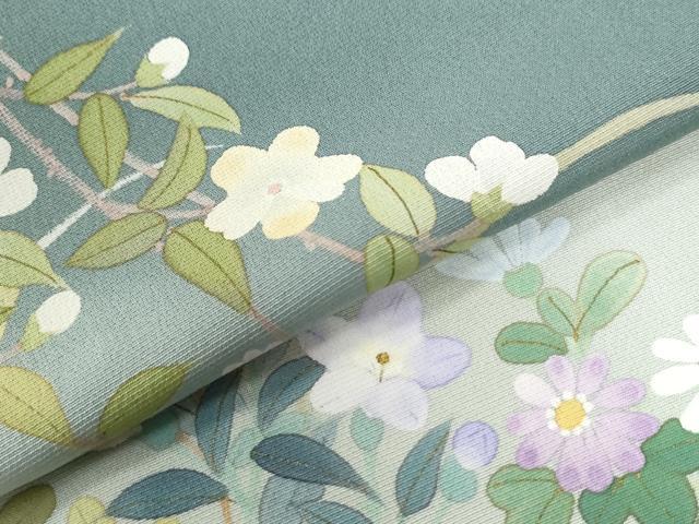 平和屋着物●訪問着　草花文　暈し染め　金彩　正絹　逸品　CABC6881yc