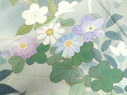 平和屋着物●訪問着　草花文　暈し染め　金彩　正絹　逸品　CABC6881yc