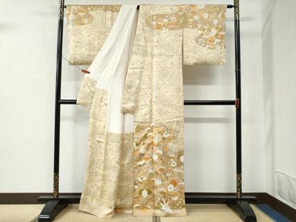 平和屋着物●訪問着　駒刺繍　貝合わせ橘花文　金彩　正絹　逸品　CABC6882yc