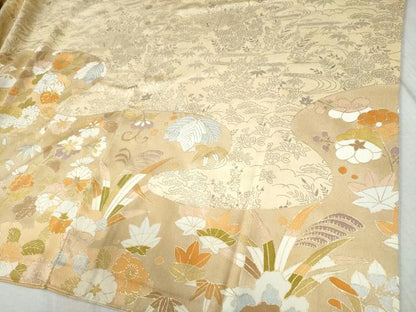 平和屋着物●訪問着　駒刺繍　貝合わせ橘花文　金彩　正絹　逸品　CABC6882yc