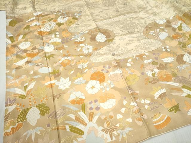 平和屋着物●訪問着　駒刺繍　貝合わせ橘花文　金彩　正絹　逸品　CABC6882yc