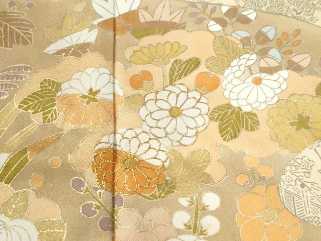 平和屋着物●訪問着　駒刺繍　貝合わせ橘花文　金彩　正絹　逸品　CABC6882yc