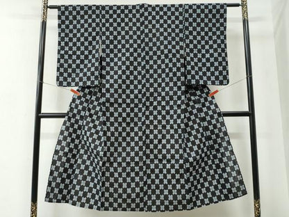 平和屋着物●久留米絣　単衣　吉祥文　綿　逸品　CABC6883yc