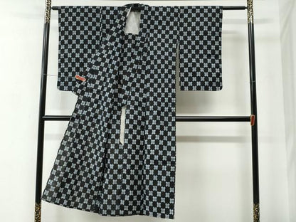 平和屋着物●久留米絣　単衣　吉祥文　綿　逸品　CABC6883yc
