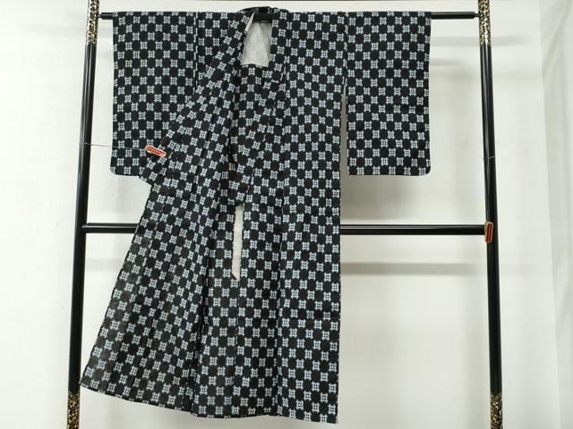 平和屋着物●久留米絣　単衣　吉祥文　綿　逸品　CABC6883yc