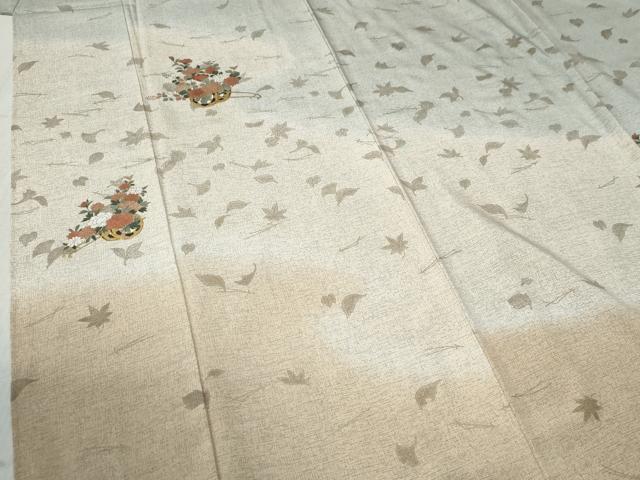 平和屋着物●訪問着　駒刺繍　吹き寄せ花車文　暈し染め　金彩　正絹　逸品　CABC6885yc