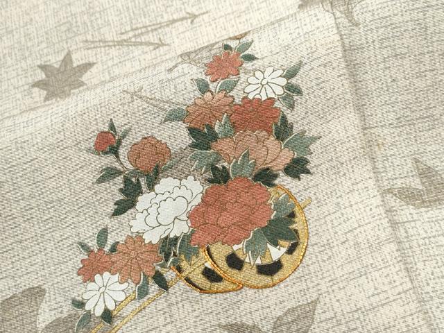 平和屋着物●訪問着　駒刺繍　吹き寄せ花車文　暈し染め　金彩　正絹　逸品　CABC6885yc