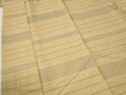 平和屋着物●韋縞ゆうき紬　100亀甲　横縞　反端付き　正絹　逸品　未使用　CABC6889yc