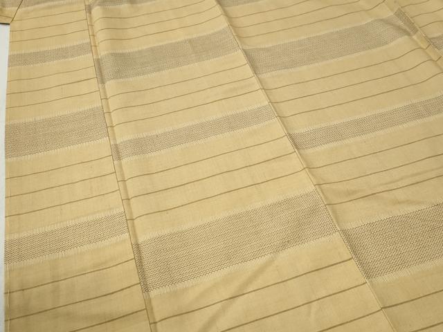 平和屋着物●韋縞ゆうき紬　100亀甲　横縞　反端付き　正絹　逸品　未使用　CABC6889yc