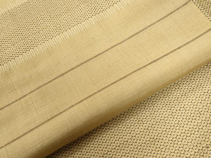 平和屋着物●韋縞ゆうき紬　100亀甲　横縞　反端付き　正絹　逸品　未使用　CABC6889yc