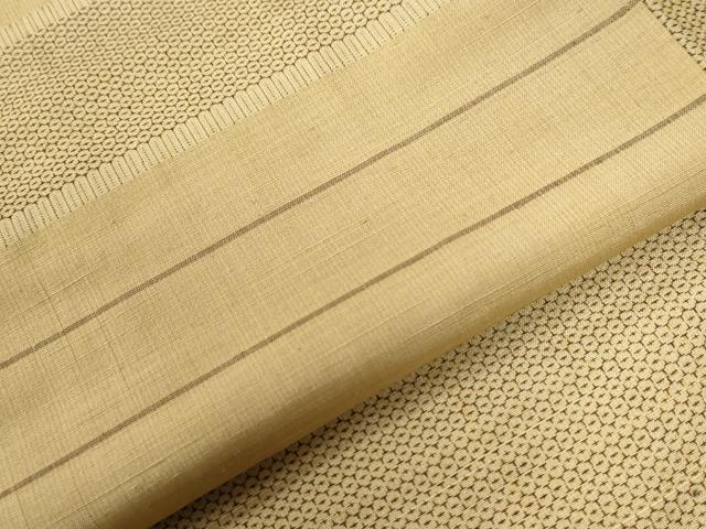 平和屋着物●韋縞ゆうき紬　100亀甲　横縞　反端付き　正絹　逸品　未使用　CABC6889yc