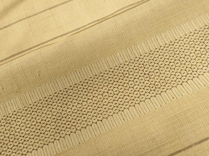 平和屋着物●韋縞ゆうき紬　100亀甲　横縞　反端付き　正絹　逸品　未使用　CABC6889yc