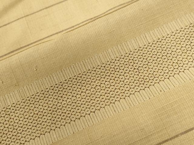 平和屋着物●韋縞ゆうき紬　100亀甲　横縞　反端付き　正絹　逸品　未使用　CABC6889yc