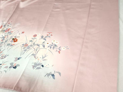 平和屋着物●訪問着　友禅　鴛鴦草花文　暈し染め　ロング丈　正絹　逸品　CABC6890yc
