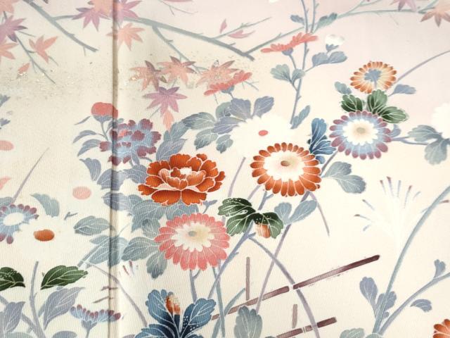 平和屋着物●訪問着　友禅　鴛鴦草花文　暈し染め　ロング丈　正絹　逸品　CABC6890yc