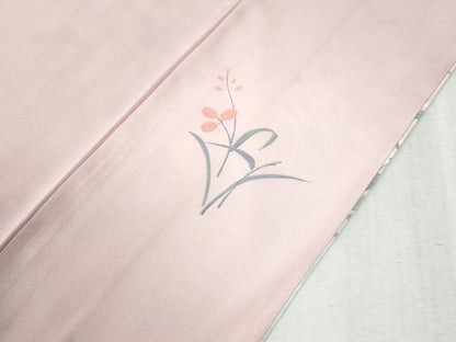 平和屋着物●訪問着　友禅　鴛鴦草花文　暈し染め　ロング丈　正絹　逸品　CABC6890yc