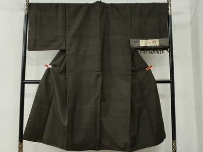 平和屋着物●男性　紬　網代織　証紙付き　キングサイズ　正絹　逸品　CABC6891yc