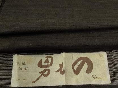 平和屋着物●男性　紬　網代織　証紙付き　キングサイズ　正絹　逸品　CABC6891yc