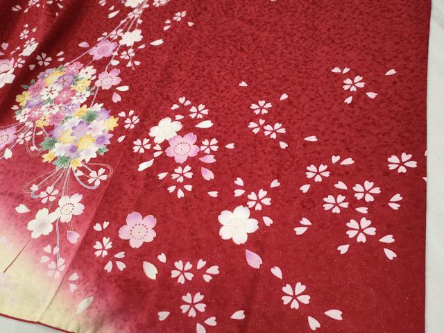 平和屋着物●豪華振袖　牡丹草花文　ラメ糸　暈し染め　銀通し地　京都きもの友禅扱い　正絹　逸品　CABC6894yc