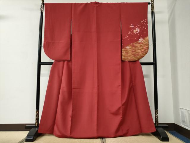 平和屋着物●小振袖　二尺袖　霞舞桜文　金彩　正絹　逸品　CABC6896yc