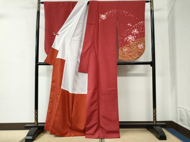 平和屋着物●小振袖　二尺袖　霞舞桜文　金彩　正絹　逸品　CABC6896yc
