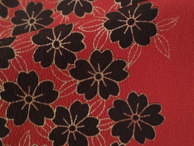 平和屋着物●小振袖　二尺袖　舞桜文　金彩　正絹　逸品　CABC6897yc