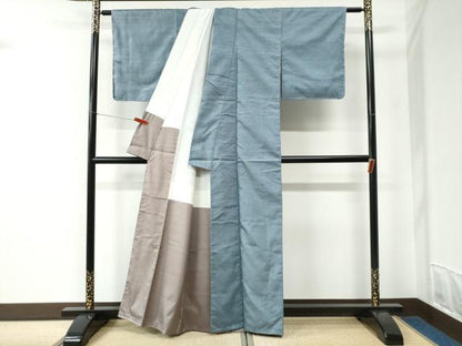 平和屋着物●結城紬　色無地　浅縹色　正絹　逸品　未使用　CABC6898yc
