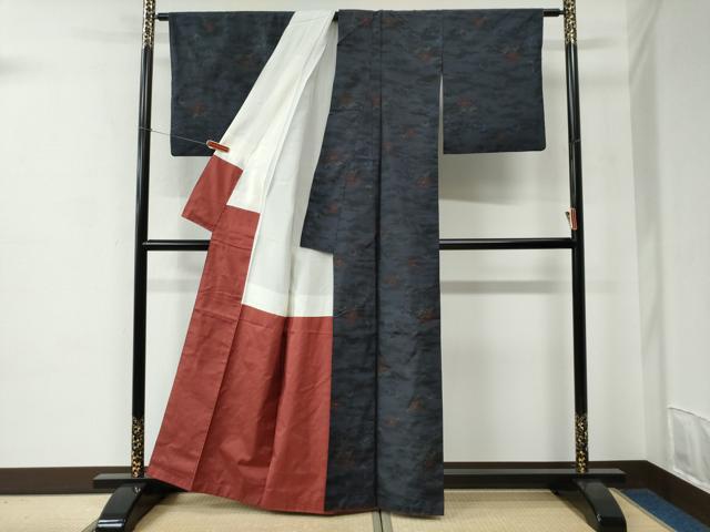 平和屋着物●本場大島紬　アンサンブル　花唐草文　瀬戸口絹織物謹製　証紙付き　正絹　逸品　CABC6901yc