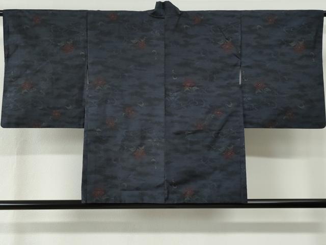 平和屋着物●本場大島紬　アンサンブル　花唐草文　瀬戸口絹織物謹製　証紙付き　正絹　逸品　CABC6901yc