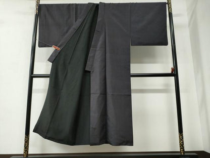 平和屋着物●男性　本手紡赤城紬　色無地　深紫色　証紙付き　キングサイズ　正絹　逸品　CABC6903yc