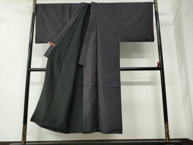 平和屋着物●男性　本手紡赤城紬　色無地　深紫色　証紙付き　キングサイズ　正絹　逸品　CABC6903yc
