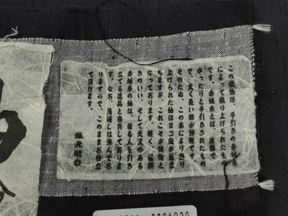 平和屋着物●男性　本手紡赤城紬　色無地　深紫色　証紙付き　キングサイズ　正絹　逸品　CABC6903yc