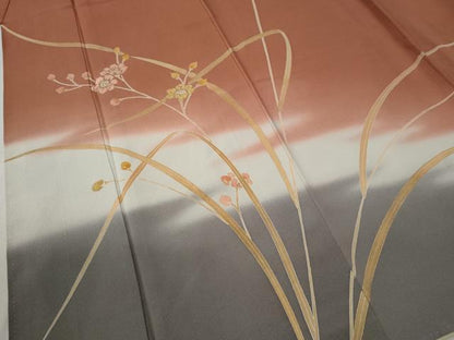 平和屋着物●訪問着　作家物　刺繍　枝花文　暈し染め　金彩　正絹　逸品　CABC6904yc