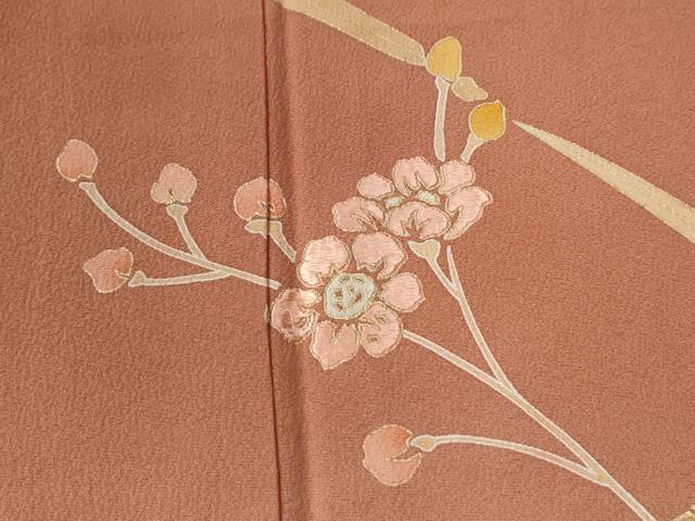 平和屋着物●訪問着　作家物　刺繍　枝花文　暈し染め　金彩　正絹　逸品　CABC6904yc
