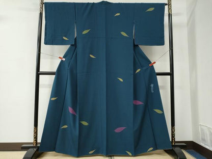 平和屋着物●世界的人形師　辻村寿三郎　ジュサブロー　小紋　舞花弁　正絹　逸品　CABC6907yc