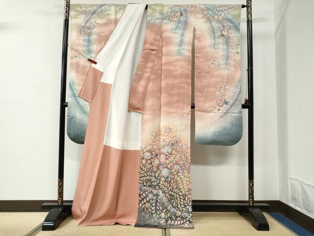 平和屋着物●越後十日町の一流染匠　桐屋・翠山工房　振袖　辻が花　絞り　暈し染め　正絹　逸品　CABC6909yc