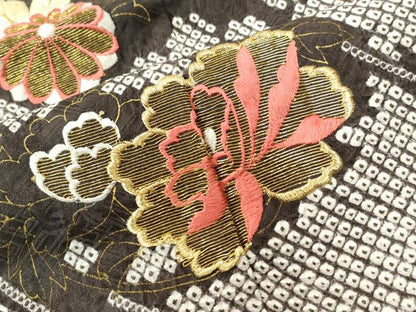 平和屋着物●豪華振袖　総絞り　駒刺繍　草花絵巻文　暈し染め　金彩　正絹　逸品　CABC6911yc