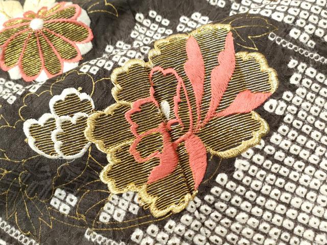 平和屋着物●豪華振袖　総絞り　駒刺繍　草花絵巻文　暈し染め　金彩　正絹　逸品　CABC6911yc