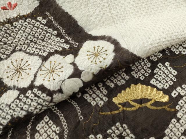 平和屋着物●豪華振袖　総絞り　駒刺繍　草花絵巻文　暈し染め　金彩　正絹　逸品　CABC6911yc