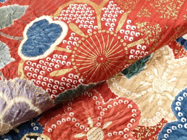 平和屋着物●豪華振袖　絞り　花蝶文　暈し染め　金彩　正絹　逸品　CABC6912yc