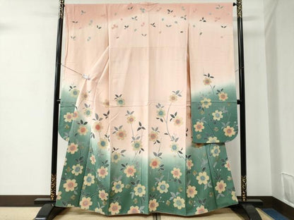 平和屋着物●豪華振袖　枝桜文　暈し染め　金彩　正絹　逸品　CABC6914yc