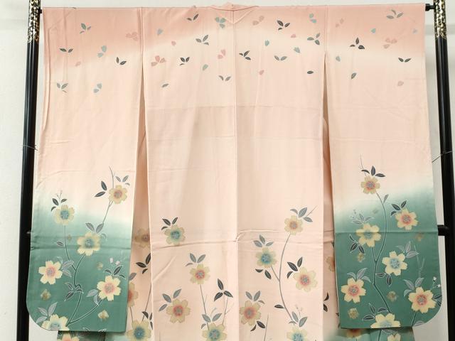 平和屋着物●豪華振袖　枝桜文　暈し染め　金彩　正絹　逸品　CABC6914yc