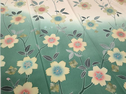 平和屋着物●豪華振袖　枝桜文　暈し染め　金彩　正絹　逸品　CABC6914yc